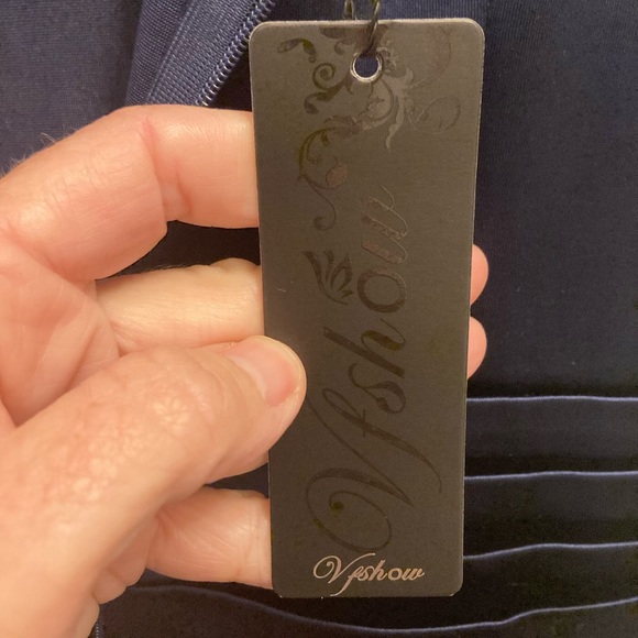 NWT Women’s Navy Formal Ruffled Evening Prom VFSHOW size M - Picture 8 of 12